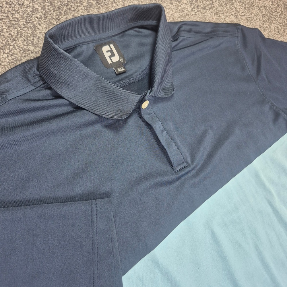 FootJoy Polo Shirt Mens 2XL Blue Colorblock ProDry Performance Golf Short Sleeve